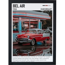 Chevrolet Bel Air Ahşap Çerçeveli Poster Tablo Klasik Amerikan Tasarım