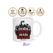 Ağırlık Kaldırma Temalı Baskılı Kupa Bardak Spor Hediye Fitness Mug Beyaz / Çok Renkli