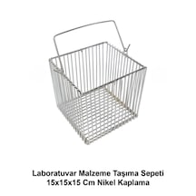 Laboratuvar Kare Malzeme Taşıma Sepeti 15x15x15 Cm Nikel Kaplama