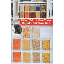 10 Adet 20 Parça Etiketli Kendinden Kapaklı Erzak Dondurucu Baharat Saklama Kabı Seti 1,15 Litre Pla Diğer