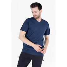 V Yaka T-shirt İndigo