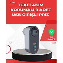 Universal 2500w Güç Destekli Akım Korumalı Priz 3 Usb Çıkışlı