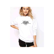 Chelsea Grin Logo Baskılı Beyaz Kadın Sweatshirt (528328771)