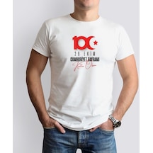 Bk Gift 29 Ekim Tasarımlı Erkek Beyaz T-shirt-1 Trend Tişört Çok Renkli