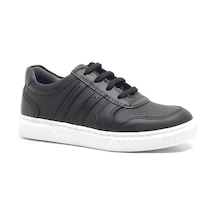 Hakiki Deri Siyah Erkek Çocuk Spor Okul Ayakkabı Sneaker