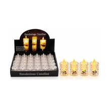 24 Adet Orta Boy Pilli Kristal Mika Led Mum Çap : 3.8cm Yükseklik : 6.9cm İ10-016 Bx40 10 Parça Siyah