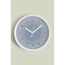 Soyut - Geometrik Temalı Modern Duvar Saati - 30cm - Önü Camlı Beyaz Kasa - Sessiz Mekanizma-jh0042 Beyaz