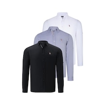 Üçlü Set G674 Dewberry Erkek Gömlek-siyah-beyaz-gri Siyah-beyaz-gri