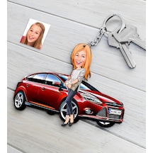 Kişiye Özel Bayan Ford Focus Figürlü Plakalı Ahşap Karikatür Anah