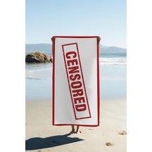Dijital Baskı Plaj Deniz Havlusu Censored Desenli Peştamal Hvl0012 Renkli