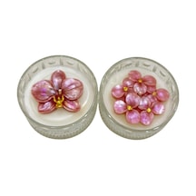Cam Kasede Yonca Ve Orkide Mum 2 Li 9x6 Cm
