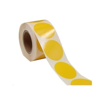 Sarı Renk Zemin Baskılı Kuşe Etiket 40mm Çapında 500 Adet 40mm Kuka Çapı Sarı