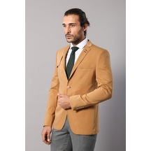 Çift Düğmeli Omuz Parçalı Mono Yaka Sarı Ceket - Wessi Sarı