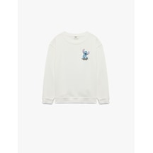 Koton Lisanslı Stitch Baskılı Uzun Kollu Bisiklet Yaka Sweatshirt Ekru 6wkg10436ak Ekru