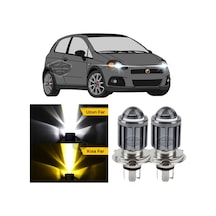 Fiat Punto 2006-2018 Uyumlu Mercekli Far Ampulü Led Xenon Çift Renk Sarı-beyaz Far Şimşek Etkili C Led Lamba Uzun LED Far 53813874