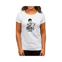 Bruce Lee Portre Beyaz Kadın Tişört Beyaz