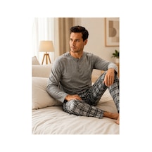 Moon Line Erkek Pijama Takımı Gri - 919190436 Gri