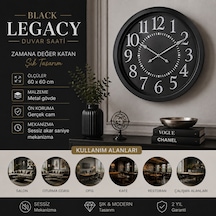 Black Legacy 60 X 60 Cm Metal Duvar Saati Siyah