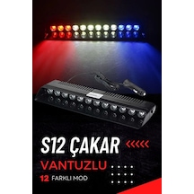 S12 Lamba Cam Içi Vantuzlu 12 Led Kırmızı Beyaz Mavi Çakmaklık Girişli 12 Mod