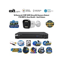 Exitcam 16 Kameralı 5 Mp Ultra Hd Ahd Güvenlik Kamera Sistemi 1 Tb Hdd Takılı, Gece Renkli, Dahili