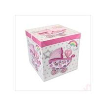 Kapaklı, Katlanır Demonte Karton Kutu, 30cm - Puset & Pembe