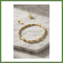 Bezos Gold Renk Kemik Model Zirkon Taşlı Kadın Bileklik Hb006