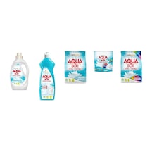 Aquabor Doğal Mineralli Sıvı Beyaz + Elde Bulaşık + 4 Kg Beyaz + Tablet + 4 Kg Renkliler 5 Li Set 0.75 LT - 2.5 LT - 12 KG