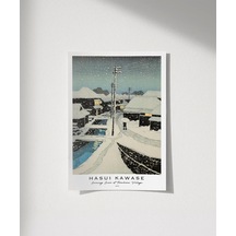 Çerçevesiz Poster Hasui Kawase Terashima Köyü'nde Akşam Karı