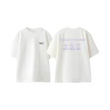 Thewert Bad Omens Mor Logo Tasarım Sırt Baskılı Pamuk Beyaz Oversize T-shirt