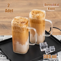 Porsima 2li Borosilikat Latte Bardağı Sunumluk Cam Kupa Seti 380m