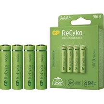 Gp Recyko 950 Mah Aaa 4'lü Şarjlı İnce Kalem Pil Gp100aaahce-2eb4 Gprhc103e001
