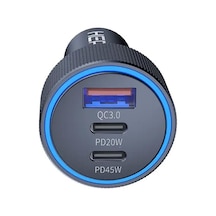 Hepu Hp-780 105 Watt Araç Içi Şarj Cihazı 3.1a Pd 45 Watt Fast Hızlı Şarj Aleti Metal Çakmaklık Şarj Type C 3-port Işıklı