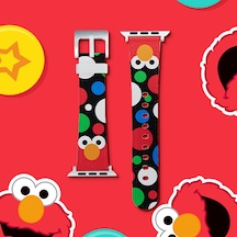 Watch 7 41mm Uyumlu Kordon Casebang Sesame Street Serisi Deri Strap Kayış Kırmızı Kırmızı