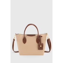 Housebags Retro Vintage Suya Dayanıklı Niş Tasarım Çapraz Askılı Çanta Krem-kahverengi Krem