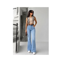 Kene Jeans Buz Kar Ön Bacak Çımalı Kemerli İspananyol/flare Paça Buz Kar