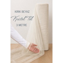 Azra Kına Kırık Beyaz Süsleme Tülü, 3 Metre, Nişan Tülü Bohça Tülü, Gelin Damat Düğün Konvoy Kapı Valiz Süsleme, Ekru Kristal Tül, Hediye Süsü, 300 Cm