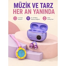 Mor Kablosuz Stereo Kulaklık Ve Pembe Askılı Analog Çanta Saati Günlük Kullanım İkili  Seti -   Lisinya