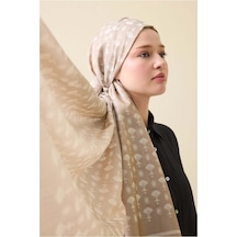 Imannoor Karanfil Monogram Bej İpek Şal 68x200 Beige