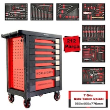 Worldforce 212 Parça Dolu Takım Dolabı 7 Çekmece Eko Paket