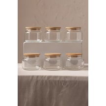 Basic Bambu Kapaklı 6'lı Cam Kavanoz Seti 350 Cc Renkli