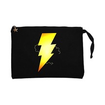 Shazam Logo Siyah Clutch Astarlı Cüzdan / El Çantası Siyah