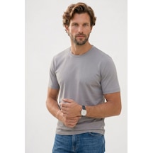 Tudors Erkek Regular Fit Klasik Kesim Ekstra Soft Modal Kumaş Bisiklet Yaka Kısa Kollu Gri Tişört-50821