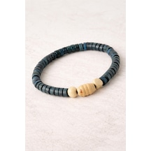 Oval - 398 - Bambu Ahşap Bileklik 8 - Nazblsmm - Mm Lacivert