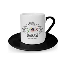 Kişiye Özel Yılın En İyi Babası Siyah Türk Kahvesi Fincanı - 1