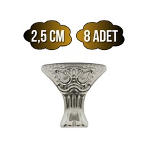 Pati Metal Ayak Çeyiz Ve Hediye Kutusu Mobilya Ayağı 2,5cm Gümüş 8 Adet Gümüş