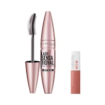 Tr New York Lash Sensational Yelpaze Etkili Siyah Maskara 9.5 Ml & Mini Super Stay Matte Ink Likit Mat Ruj 65 Seductress Genel