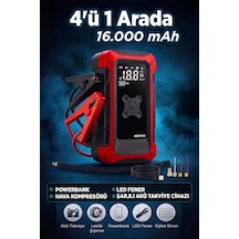 4'ü 1 Arada Dijital Göstergeli Powerbank Led Fener Hava Kompresörü Şarjlı Akü Takviye Cihazı