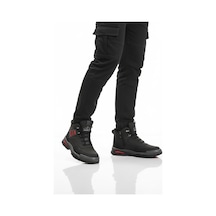 Siyah Kırmızı Kaymaz Taban Fermuarlı Unisex Outdoor Bot 444 G Siyah-kırmızı