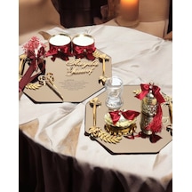 Affinity Sekizgen Gold Söz Nişan Tepsisi Ve Damat Kahvesi Kırmızı Kırmızı