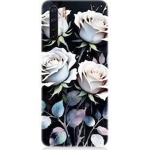 Oppo Reno 3 Uyumlu Beyaz Güller Sessizliği Desenli Silikon Kılıf Çok Renkli